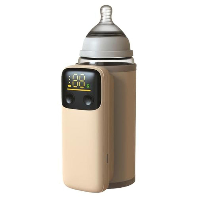 AGWIM Portable Baby Bottle Warmer for Breastmilk or Formula - Fast Heating, Leak-Proof, 18W Fast Charging, Nightlight, Temperature Display, Can Use While Charging, 6000mAh, Gold