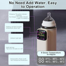 Load image into Gallery viewer, AGWIM Portable Baby Bottle Warmer for Breastmilk or Formula - Fast Heating, Leak-Proof, 18W Fast Charging, Nightlight, Temperature Display, Can Use While Charging, 6000mAh, Gold
