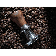 Load image into Gallery viewer, 54mm Tamper For Breville Machines, V2 Calibrated Tamper Tool Espresso Walnut, Auto-Leveling and 30lb Spring Loaded Design Coffee Tamper With Stainless Steel Ripple Base
