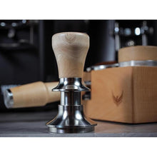 Load image into Gallery viewer, Spring Loaded 54mm Espresso Tamper Compatible With Breville Machines Maple Handle, Auto-Leveling With Stainless Steel Ripple Base Premium Coffee Tamper
