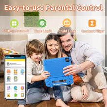 Load image into Gallery viewer, EDDBNi Kids Tablet Android 14 Tablet 10 inch Kids Tablets with Case Quad Core 64GB Dual Camera Parental Controls 2.4G WiFi Educational Tablets(Blue)
