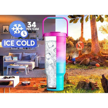 Load image into Gallery viewer, Meoky 40 oz Tumbler with Handle and Straw, Insulated Water Bottle, Stainless Steel Travel Mug, Keeps Cold for 34 Hours, 100% Leak Proof, Fits in Car Cup Holder (Marshmallow)

