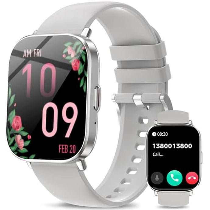 Smart Watches for Men Women(Call Receive/Dial),2.01” Touch Screen Fitness Tracker with Blood Pressure/Heart Rate/Sleep Monitor, 120+Sports Modes, IP68 Waterproof Smartwatch for Android iPhone, Sliver