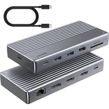 Load image into Gallery viewer, Laptop Docking Station,USB C Dock(11-in-1)with Support 4K Triple Displays,4K Dual HDMI,Single 8K DP,100W PD,4USB,Ethernet,SD Card Reader,Dual Monitor Laptop Dock Compatible with MacBook Dell/HP/Lenovo
