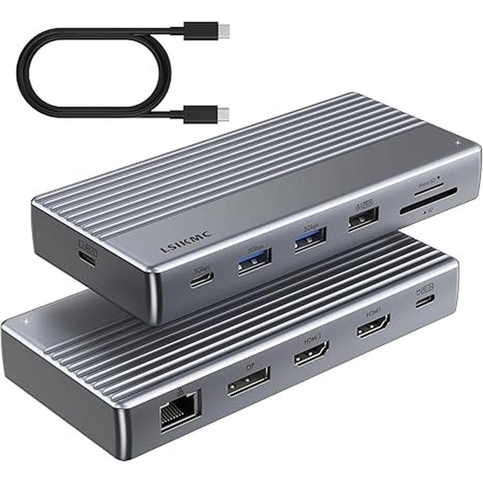 Laptop Docking Station,USB C Dock(11-in-1)with Support 4K Triple Displays,4K Dual HDMI,Single 8K DP,100W PD,4USB,Ethernet,SD Card Reader,Dual Monitor Laptop Dock Compatible with MacBook Dell/HP/Lenovo
