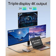 Load image into Gallery viewer, Laptop Docking Station,USB C Dock(11-in-1)with Support 4K Triple Displays,4K Dual HDMI,Single 8K DP,100W PD,4USB,Ethernet,SD Card Reader,Dual Monitor Laptop Dock Compatible with MacBook Dell/HP/Lenovo
