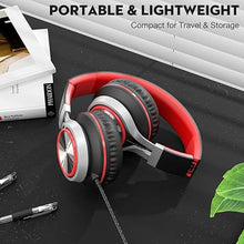 Load image into Gallery viewer, USB C Headphones with Mic and Volume Control, Hi-Fi Stereo Sound for iPhone 15 16 Pro, Wired Over-Ear Headphones for Smartphones Chromebook Laptop Tablets Travel(Black/Red)
