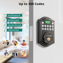 Load image into Gallery viewer, Keyless Entry Door Lock with Keypad - Digital Smart Deadbolt for Front Door with 2 Keys - Auto Lock - Easy Installation - DS10 Mini (Oil Rubbed Bronze)

