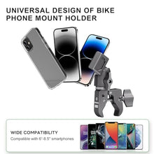 Load image into Gallery viewer, FANAUE Motorcycle Phone Mount with 1" Ball Head Adapter , Bike Phone Mount [1s Lock][Secure Protection], 360° Rotatable Phone Holder for Mountain Bike/ATV/Scooter Handlebar Fit for 6"-8.5" Phone
