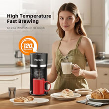 Load image into Gallery viewer, Horavie Mini Single Serve Coffee Maker for K Cup and Ground Coffee, Fast Brew One Cup Coffee Machine with Descaling Reminder and Water Window, 6 to 12 oz. Brew Sizes, Black
