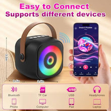 Load image into Gallery viewer, RIKGYHA Mini Karaoke Machine, Portable Bluetooth Karaoke Speaker with 2 Wireless Mics for Kids and Adults, Birthday Gifts for Girls and Boys 3-12+ Years Old Birthday Party Home Black
