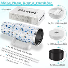 Load image into Gallery viewer, 40 oz Tumbler with Handle and Straw, 2 Lids (2 in 1 &amp; LeakProof Lid) - Vacuum Insulated Stainless Steel Double Wall Water Bottle Travel Mug - Holiday Gifts for Women Men - Snow Bear
