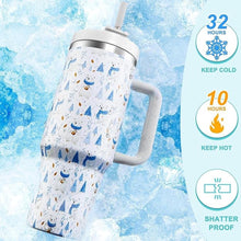 Load image into Gallery viewer, 40 oz Tumbler with Handle and Straw, 2 Lids (2 in 1 &amp; LeakProof Lid) - Vacuum Insulated Stainless Steel Double Wall Water Bottle Travel Mug - Holiday Gifts for Women Men - Snow Bear
