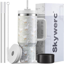 Load image into Gallery viewer, 40 oz Tumbler with Handle and Straw, 2 Lids (2 in 1 &amp; LeakProof Lid) - Vacuum Insulated Stainless Steel Double Wall Water Bottle Travel Mug - Holiday Gifts for Women Men - Duck

