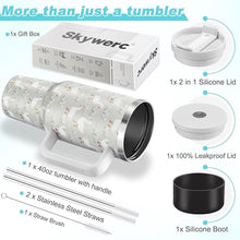 Load image into Gallery viewer, 40 oz Tumbler with Handle and Straw, 2 Lids (2 in 1 &amp; LeakProof Lid) - Vacuum Insulated Stainless Steel Double Wall Water Bottle Travel Mug - Holiday Gifts for Women Men - Duck
