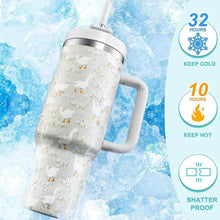 Load image into Gallery viewer, 40 oz Tumbler with Handle and Straw, 2 Lids (2 in 1 &amp; LeakProof Lid) - Vacuum Insulated Stainless Steel Double Wall Water Bottle Travel Mug - Holiday Gifts for Women Men - Duck
