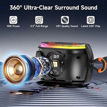 Load image into Gallery viewer, Bluetooth Speaker, Mini Wireless Speaker with 360° Stereo Sound, 24H Playtime, TWS Pairing, RGB Lights, Portable Waterproof Speakers for Home Party Outdoor Camping Hiking Travel
