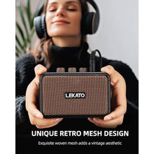 Load image into Gallery viewer, LEKATO Mini Electric Guitar Amplifier, Dual Speakers 5W, Rechargeable Guitar Amp Bluetooth with Clean Overdrive Effects, Headphone Jack, Retro Portable Small Amp for Practice

