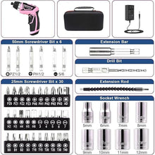 Load image into Gallery viewer, Cordless Screwdriver 8V, Rechargeable Cordless Electric Screwdriver Set with 47pcs Driver Bits, 6+1 Torque, 2 Position Handle, 1/4in Self-Lock Chuck, LED Light Flexible Shaft Electric Drill
