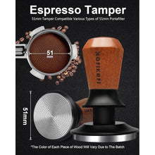 Load image into Gallery viewer, 51mm Espresso Tamper, Coffee Tamper with 30lbs Spring Loaded, Barista Espresso Coffee Tamper with Stainless Steel Ripple Base and Rosewood Handle Fits for All 51mm Espresso Machines
