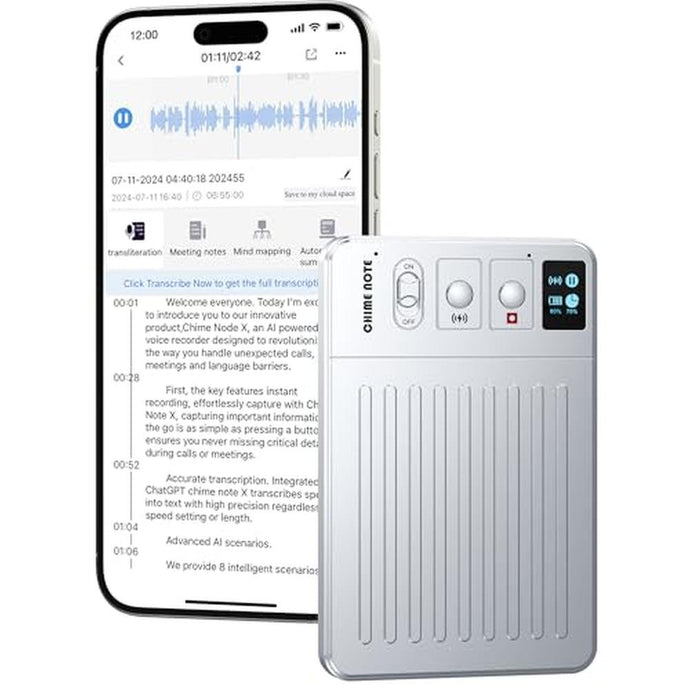 AI Voice Recorder Call Chatgpt, Digital Voice Recorder Support Free Audio Transcription and Text Summary,APP and Web Sync,107 Languages, 60H Recording, Applicable to Lecture, Meeting, Interview, etc