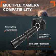 Load image into Gallery viewer, BENOISON Telephoto Lens for Canon - EF Lens 420-800mm for Canon DSLR, Manual Focus MF Zoom Lens for Canon EOS Rebel SL3 SL2 SL1 T8i T7i T7 T6 4000D 1500D 90D 80D 77D 70D 60D 7D 6D 5D 1D DSLR
