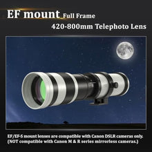 Load image into Gallery viewer, BENOISON 420-800mm Telephoto Lens for Canon - EF Lens for Canon DSLR, Manual Focus MF Zoom Lens for Canon EOS Rebel SL3 SL2 SL1 T8i T7i T7 T6 4000D 1500D 90D 80D 77D 70D 60D 7D 6D 5D 1D DSLR Cameras

