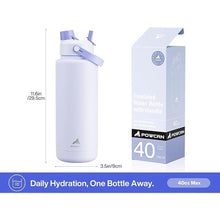 Load image into Gallery viewer, 40 oz Insulated Water Bottle with 2-in-1 Straw and Spout Lid, Keep Cold 24H, Leak-Proof, BPA-Free, Double Wall Stainless Steel Water Bottle for Sports, Gym, Travel, and School (Lupine)
