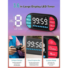 Load image into Gallery viewer, DOOMAY Digital Kitchen Visual Timer: 3.6'' Large LED Display, Magnetic, 3 Brightness, 4 Alarms, 4 Volume, Memory Function, Countdown Count up for Cooking, Classroom, Gym, AAA Battery Included (Black)
