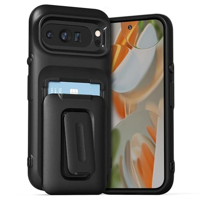 VRS DESIGN Orb Case Premium Wallet Card Holder Case for Pixel 9 Pro XL Compatible with Google Pixel 9 Pro XL Matte Black | (2024), [3 Cards], Durable, Built-in Kickstand Cover
