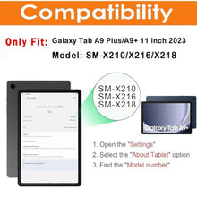 Load image into Gallery viewer, Compatible for Galaxy Tab A9 Plus/A9+ 11 Inch 2023 With Keyboard Case Model SM-X210/X216/X218, Wireless Bluetooth Keyboard Cover Compatible for Samsung Galaxy Tablet A9+ Built-in Pencil Holder- Purple
