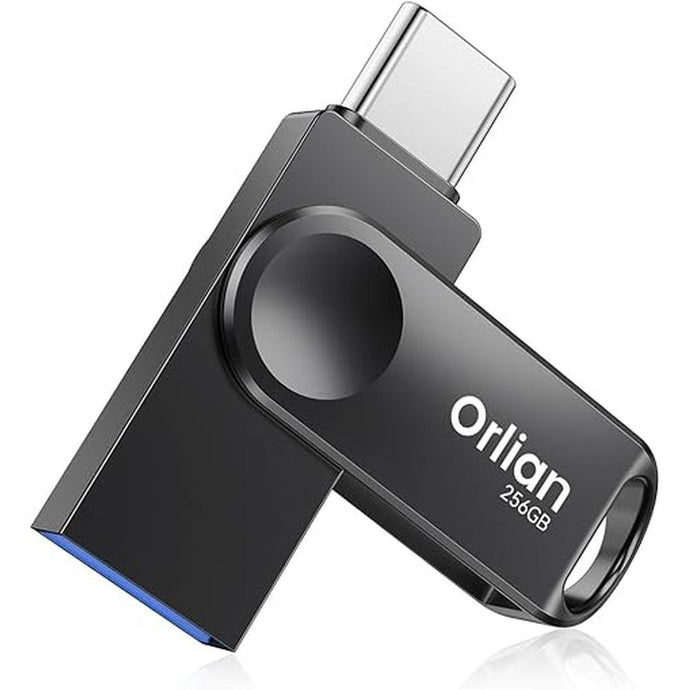 256GB USB-C & USB-A Dual Flash Drive, Waterproof, Metal, Slim Thumb Drive, OTG for PC, Smartphone, Tablet