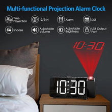 Load image into Gallery viewer, Digital Projection Alarm Clock for Bedroom Ceiling-Alarm Clocks with 180°Projector, 5 Level Brightness, DST, Snooze, Night Mode, Loud Alarms for Kids,Heavy Sleepers, 12/24H, for Bedroom
