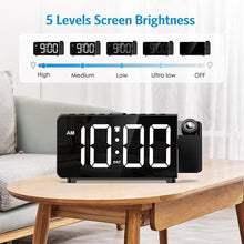 Load image into Gallery viewer, Digital Projection Alarm Clock for Bedroom Ceiling-Alarm Clocks with 180°Projector, 5 Level Brightness, DST, Snooze, Night Mode, Loud Alarms for Kids,Heavy Sleepers, 12/24H, for Bedroom
