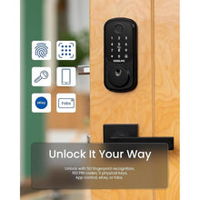 Load image into Gallery viewer, DESLOC B200 Fingerprint Smart Door Lock with 2 Lever Handles, App Control, Smart Locks for Front Door, Deadbolt Smart Lock, Electronic Keypad Deadbolt Lock, Emergency Power Port, 12 Months Battery
