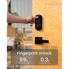 Load image into Gallery viewer, DESLOC B200 Fingerprint Smart Door Lock with 2 Lever Handles, App Control, Smart Locks for Front Door, Deadbolt Smart Lock, Electronic Keypad Deadbolt Lock, Emergency Power Port, 12 Months Battery
