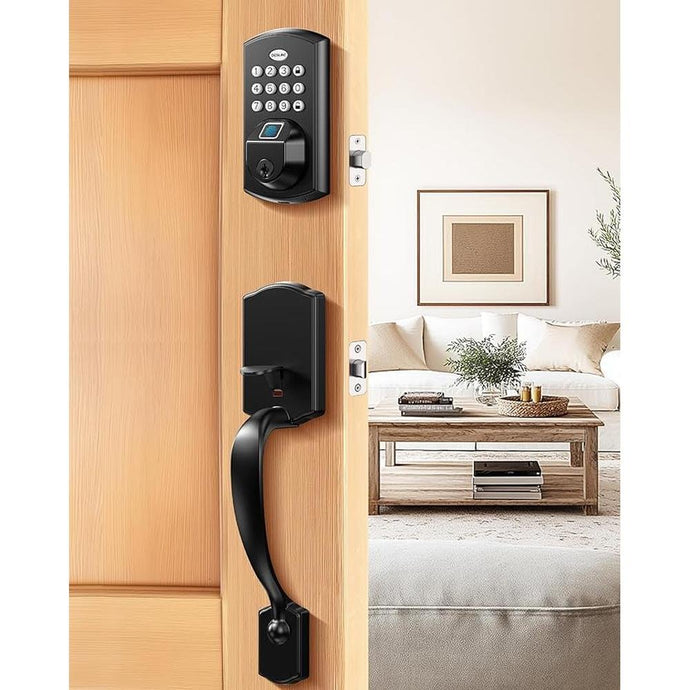 DESLOC A100F Electronic keypad Door Lock with Handle Set, Smart Front Door Locks Set, Keyless Entry Door Lock with Handles, Smart Locks for Front Door, Deadbolt Smart Lock, 12 Months Battery, IP54