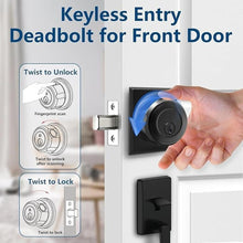 Load image into Gallery viewer, GeekTale Fingerprint Deadbolt, Fingerprint Door Knob, Smart Deadbolt Lock, Smart Door Lock, Twist to Lock&amp;Unlock, Keyless Entry Door Lock with App, for Front Door, Garage, Easy Installation
