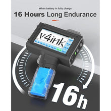 Load image into Gallery viewer, v4ink BT-HH6205B Handheld Inkjet Printer, 16H Endurance, 0.5in Print Height, Print Number Text Barcode QR-Code Logo Image on Clothes Carton Plastic Tube Glass Metal, Any Flat or Curved Surfaces
