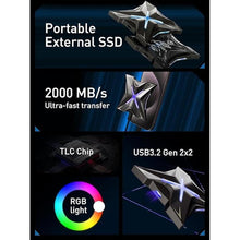 Load image into Gallery viewer, MOVE SPEED Magnetic 2TB Portable External SSD - 2000MB/s USB-C 3.2x2, PS5/PC/Smartphone Compatible Portable Drive, Compact Durable Storage for Gamers &amp; Creators
