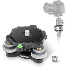 Load image into Gallery viewer, NEEWER Tripod Head Leveling Base Camera Leveler, 3 Axis Wheel Metal Head with Bubble Levels, 3/8" Screw &amp; Thread, +/-9° Precise Angle Adjustment for Macro Panoramic Photography, Max Load 33lb, LP65
