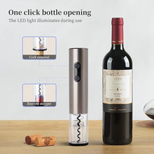 Load image into Gallery viewer, Electric Wine Opener, Battery Operated, Stainless Steel, Cordless, Automatic, Wine Corkscrew Remover, Black, 4 x AA Batteries Not Included
