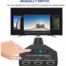 Load image into Gallery viewer, HDMI Switch, HDMI Splitter 3 in 1 Out 4K@60Hz, 3-Port Switcher Selector with Pigtail Cable, Multi-Port Hub Supports 3D, HDCP2.2, HDR Compatible with Laptop, Xbox, Blu-Ray Player, Etc.

