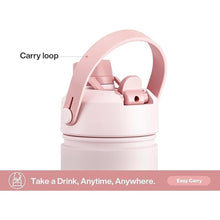 Load image into Gallery viewer, 18 oz Insulated Water Bottle with 2-in-1 Straw and Spout Lid, Keep Cold 24H, Leak-Proof, Fits in Car Cup Holder, Stainless Steel Water Bottle for Sports, Travel, and School (Cotton Candy)
