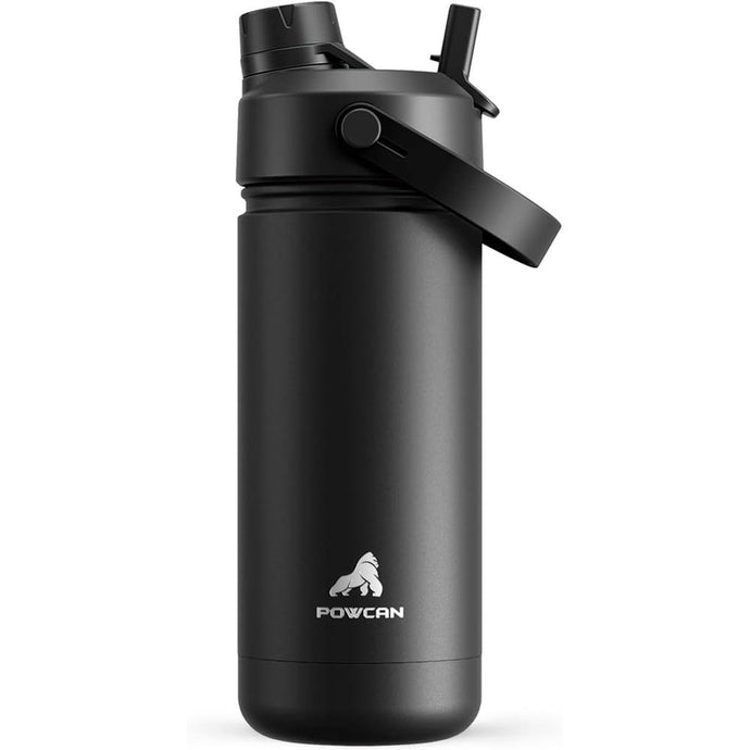 18 oz Insulated Water Bottle with 2-in-1 Straw and Spout Lid, Keep Cold 24H, Leak-Proof, Fits in Car Cup Holder, Stainless Steel Water Bottle for Sports, Travel, and School (Dark Knight)