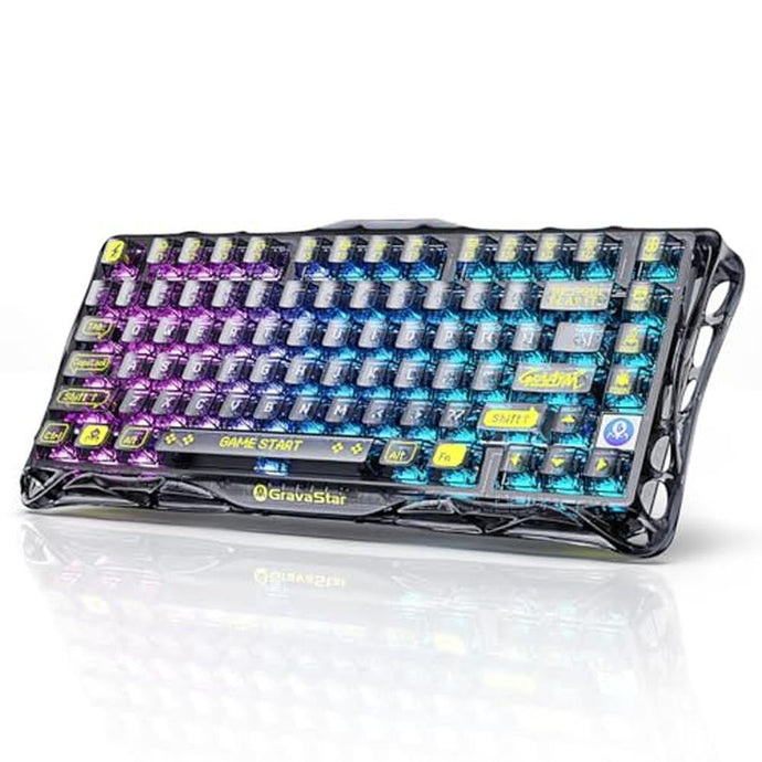 GravaStar Mercury K1 Lite 75% Gaming Keyboard, Gasket Hot Swappable Mechanical Keyboard, Pre-lubed Linear Switches, RGB Backlit - Transparent Black