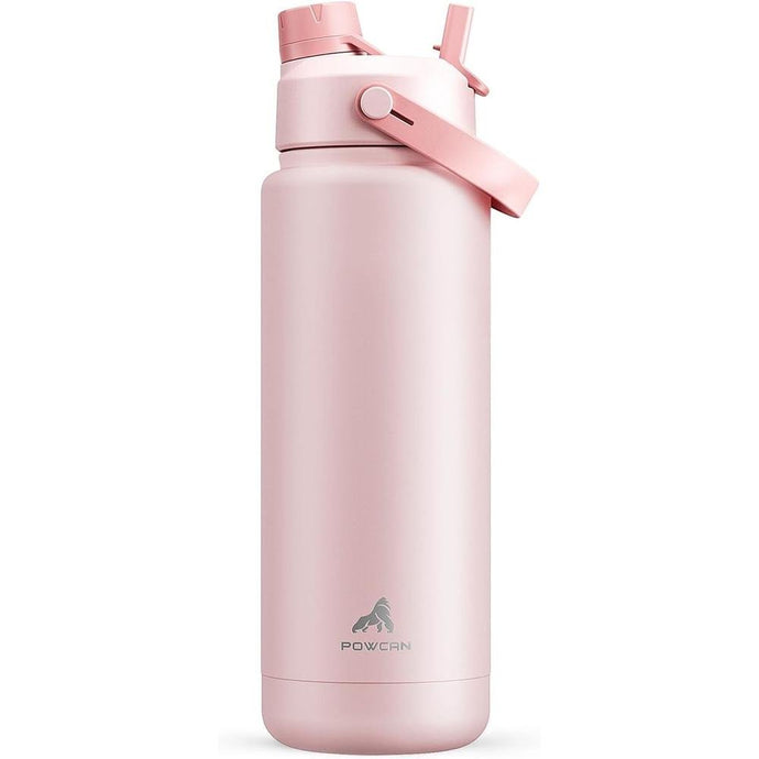 32 oz Insulated Water Bottle with 2-in-1 Straw and Spout Lid, Keep Cold 24H, Leak-Proof, BPA-Free, Double Wall Stainless Steel Water Bottle for Sports, Gym, Travel, and School (Cotton Candy)