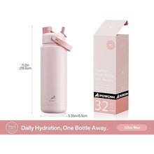 Load image into Gallery viewer, 32 oz Insulated Water Bottle with 2-in-1 Straw and Spout Lid, Keep Cold 24H, Leak-Proof, BPA-Free, Double Wall Stainless Steel Water Bottle for Sports, Gym, Travel, and School (Cotton Candy)
