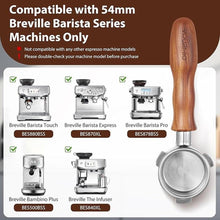 Load image into Gallery viewer, 54mm Bottomless Portafilter - with Filter Basket and Puck Screen, Compatible with Breville Barista Express, Pro, Touch, Bambino Plus, Infuser (880BSS, 870XL, 878BSS, 500BSS, 840XL)
