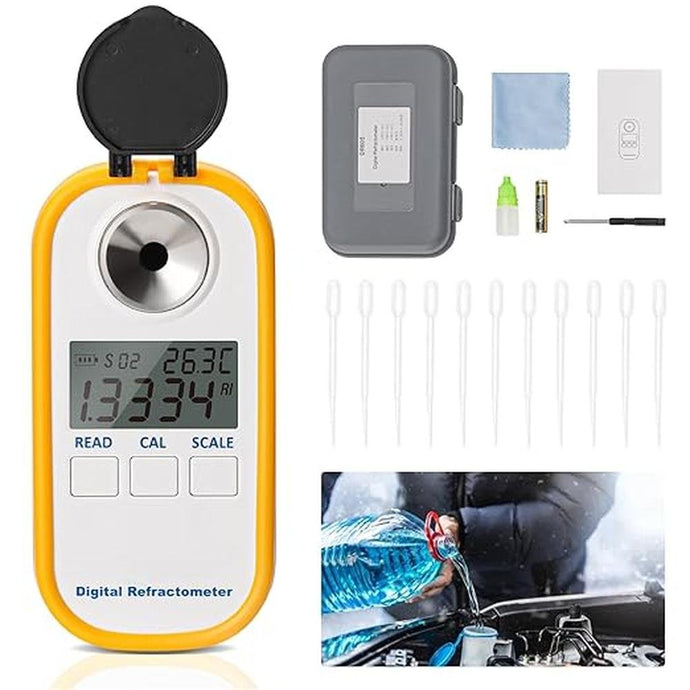 5 in 1 Urea DEF Tester Coolant Refractometer, Digital Handheld Tester for Automotive Automotive Diesel Exhaust Tester Measurement of Glycol Propylene Glycol Concentrations Freezing Points